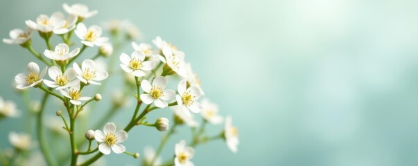 Delicate gypsophila sprigs, tiny white flowers, isolated , isolated, purity, minimal