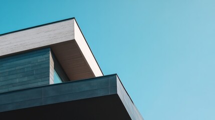 Modern architecture against serene blue sky