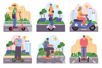 Flat Sustainable travel Composition Collection