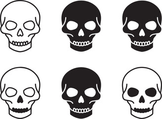 Simple Skull Icons Basic Vector Set