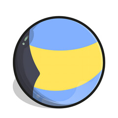 Glossy Round Bahamas Flag Icon with Subtle Shadow