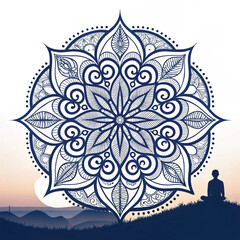 Intricate Black and White Mandala Design for Yoga, Meditation, and Decorative Art