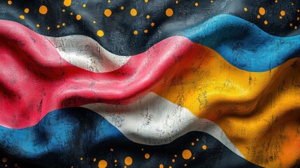 Rippled flag with distressed texture, starry background
