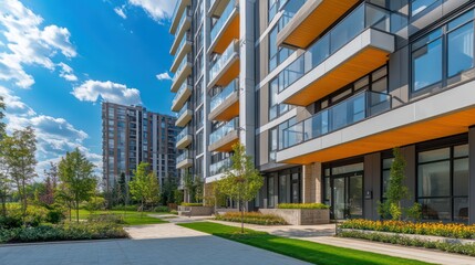 Modern architecture amid green landscaped grounds