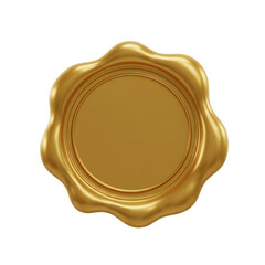 Luxurious golden wax seal with intricate scalloped edge, premium design element