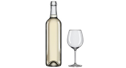 Isolated Wine Bottle and Glass
