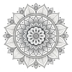 Intricate Black and White Mandala Design for Yoga, Meditation, and Decorative Art