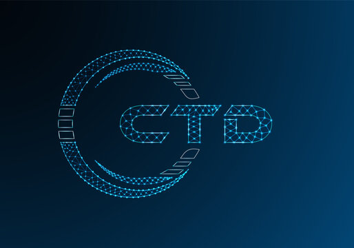 CTD low poly letter logo vector design. CTD lower poly logo design.