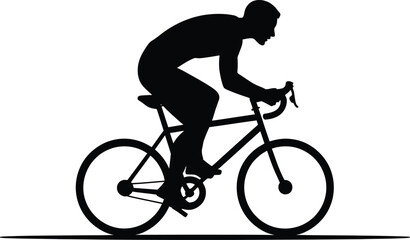 Obraz premium Silhouette cyclist riding bicycle road bike training endurance sport athlete active lifestyle fitness biking exercise vector illustration