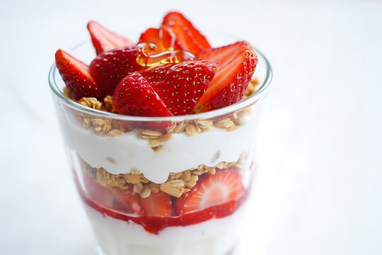Strawberry Yogurt Parfait in Clear Cup