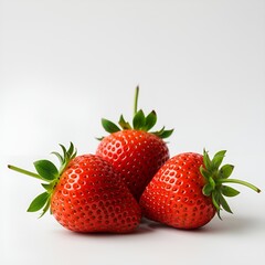 Fresh Whole and Sliced Strawberry Isolated on White Background	