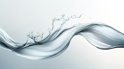 Free-flowing liquid glass with floating waveforms and intricate refractions,