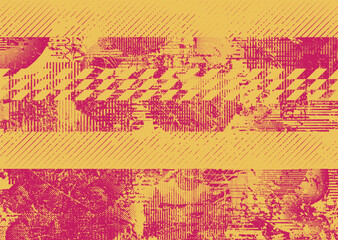 Background with glitch distorted grunge textures . grunge background texture with halftone dots, glitched shapes, textures and lines .Screen print vector background with grunge textured surface.