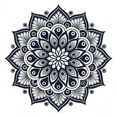 Intricate Black and White Mandala Design for Yoga, Meditation, and Decorative Art