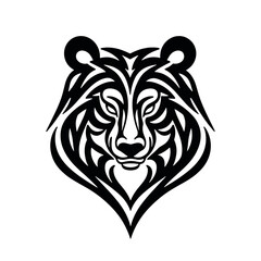 Tribal Bear Portrait for Tattoo or T-shirt Print in Black  