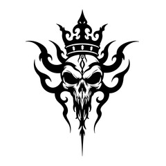 Skull with Crown Tattoo Design for T-Shirt Print  