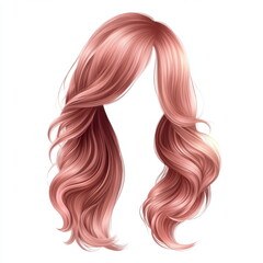 Women's long wavy pink hairstyle