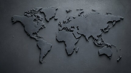Abstract black world map design on textured background for creative projects.
