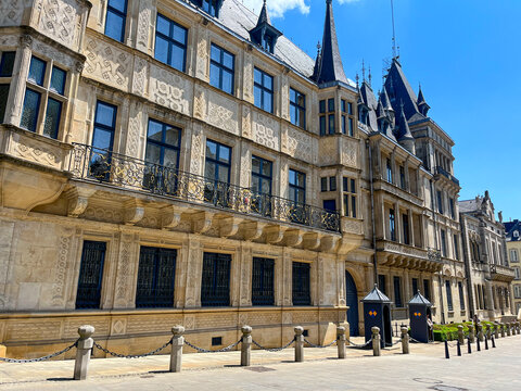 Front of the Grand Ducal Palace in Luxembourg City in a sunny day.