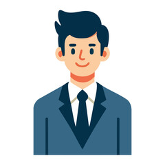 Smiling Businessman Illustration in Blue Suit for Professional Use