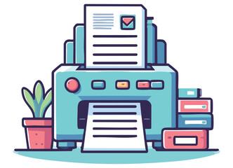 Modern Office Printer Illustration for Document Printing Needs