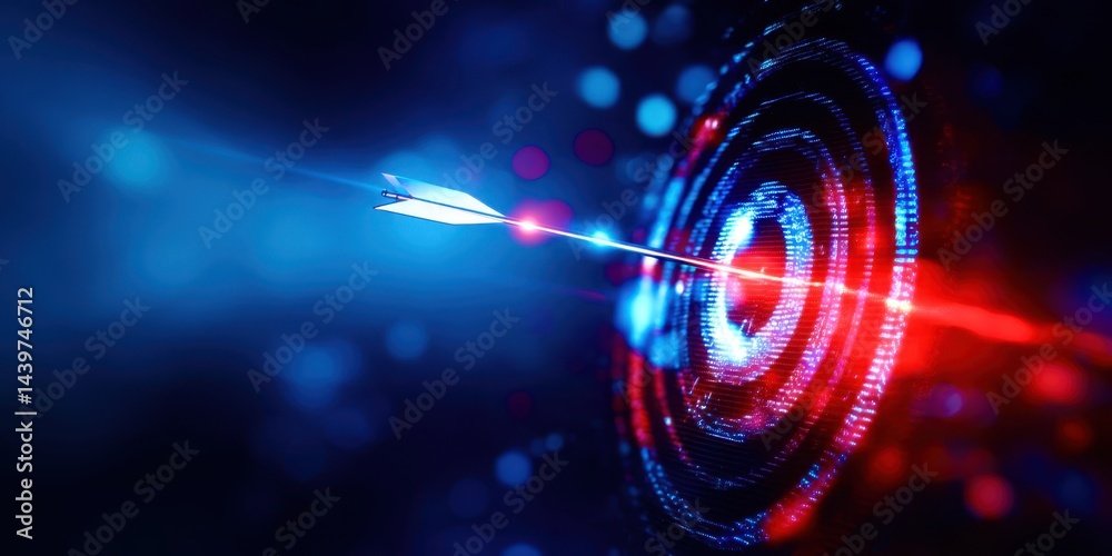 Poster A blue and red circle with a red arrow pointing to it