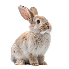 Fototapeta premium Cute Domestic Rabbit Sitting Isolated - Pet Bunny Image