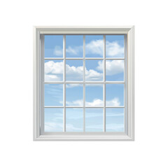 Obraz premium White Window Frame with Blue Sky and Clouds View