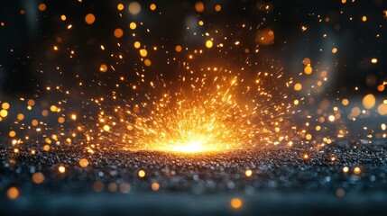 Naklejka premium Sparkler burst on dark surface, bokeh background, celebratory event