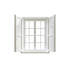 Open White Window with Shutters, Bright Sunlight, Home Interior Design Element