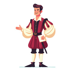 Man in Renaissance Outfit Illustration for Historical Theatrical Purposes