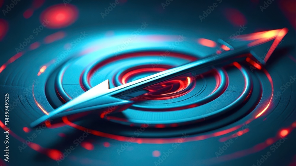 Poster a blue and red circle with a red arrow pointing to it