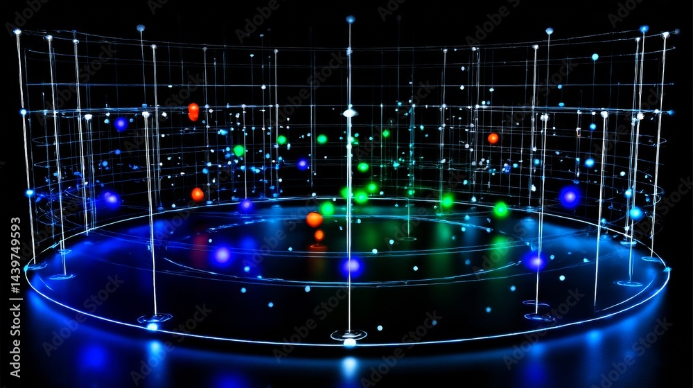 Poster centralized ai lab interface showcasing a holographic visualization of complex data interactions