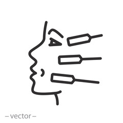 face lifting tape icon, cosmetician procedure, lifting skin, thin line symbol on white background - editable stroke vector illustration