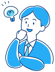 ひらめいた人　スーツの男性のイラスト