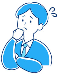 困っている/焦っている人　スーツの男性のイラスト