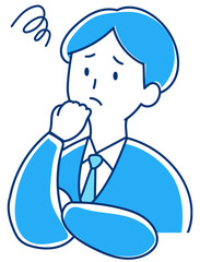 困っている/焦っている人　スーツの男性のイラスト
