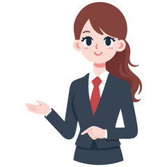 Businesswoman Presentation with Red Tie Vector Illustration Concept