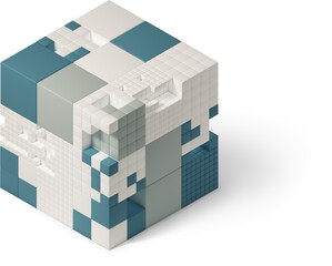 abstract cube made of blocks