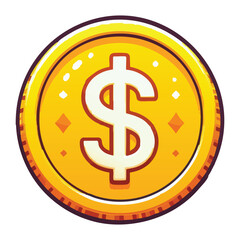 Gold Dollar Coin Illustration Vector for Finance and Investment