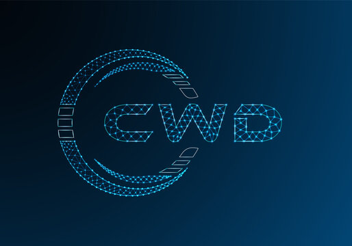 CWD low poly letter logo vector design. CWD lower poly logo design.