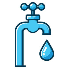 Water tap with dripping drop vector illustration resource