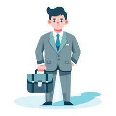 Professional Cartoon Businessman Holding Briefcase Graphic Design For Sales