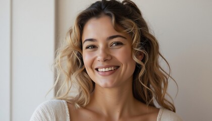 Naklejka premium Portrait Of A Beautiful Young Woman Smiling Confidently At The Camera