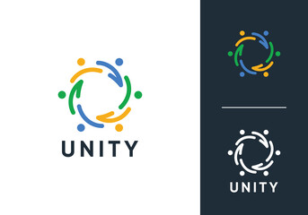 partner job logo design. simple abstract circle people icon vector concept