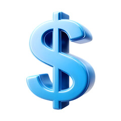 A shiny blue dollar sign symbolizing wealth and finance. Ideal for representing monetary transactions, savings, and economic concepts in various contexts.