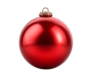 A shiny red Christmas ornament with a gold cap, perfect for holiday decorations and adding a festive touch to your celebrations.