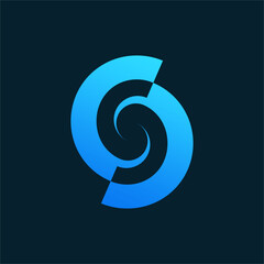 Modern Abstract Circular Logo with Blue Gradient and Hidden S Shape
