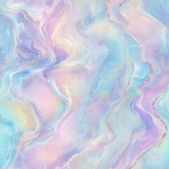 Fototapeta premium A gentle abstract texture resembling fluid marble in soft pastel hues of purple, blue, pink, and a touch of gold.