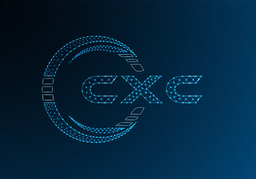 CXC low poly letter logo vector design. CXC lower poly logo design.